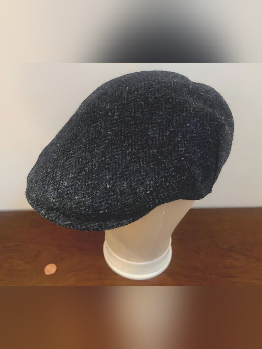 Vintage Navy Blue Harris Tweed  Flat Cap wool Heritage Gatsby Old money Newsboy